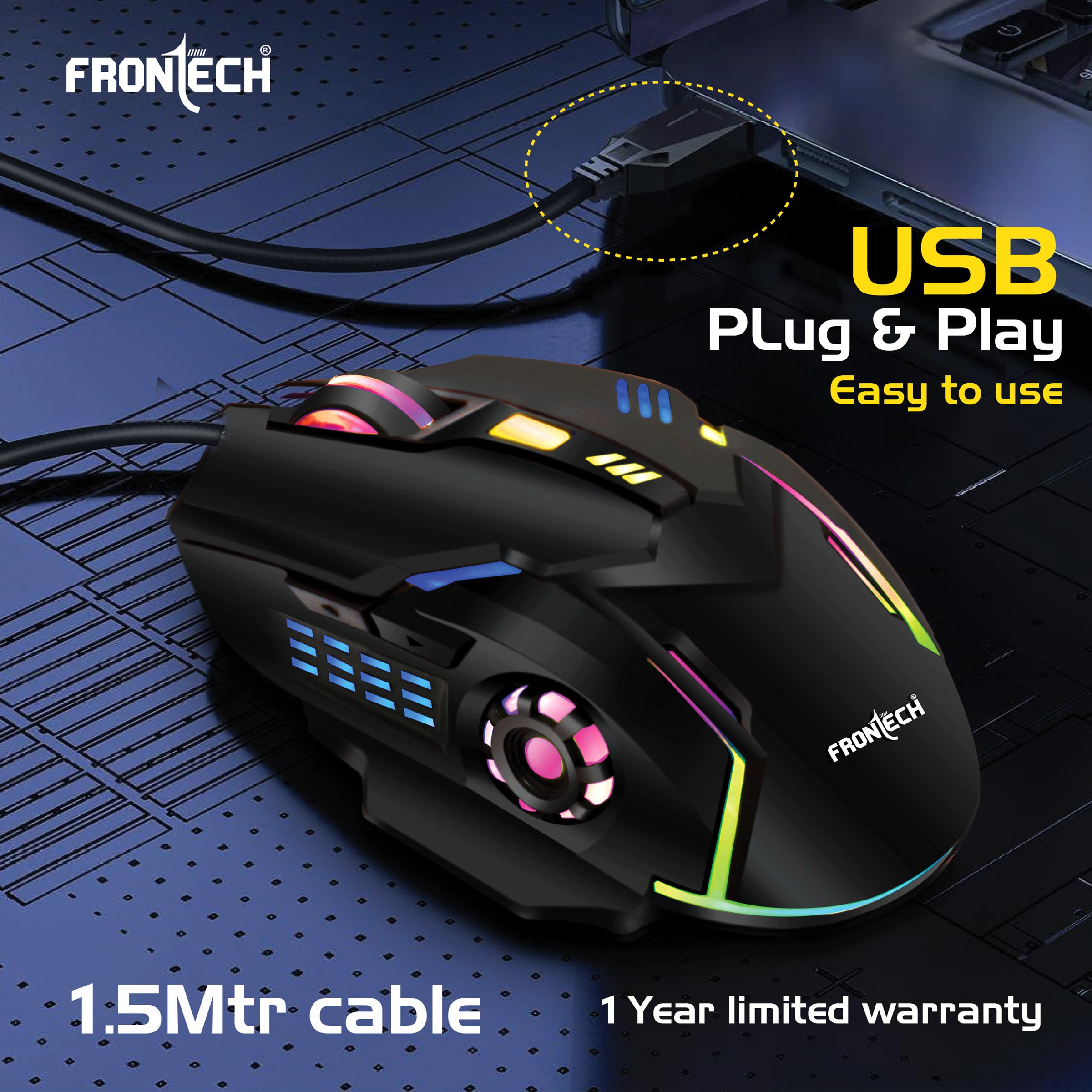 Frontech Wired Gaming Mouse 3600 DPI (MS-0050) Frontech Wired Gaming Mouse 3600 DPI (MS-0050)
